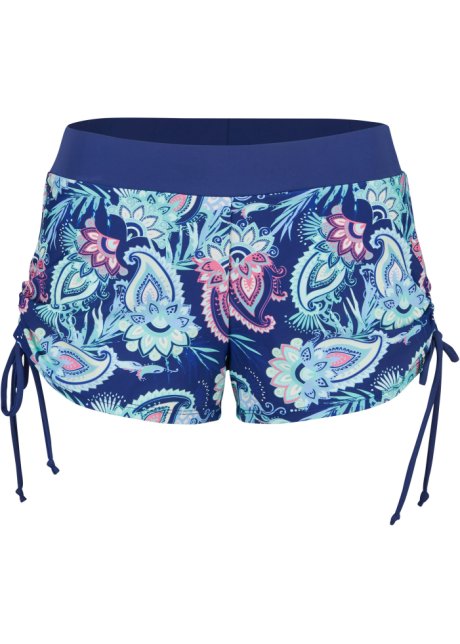 Trendy en verhullende zwemshort met een geïntegreerd bikinibroekje blauw gedessineerd