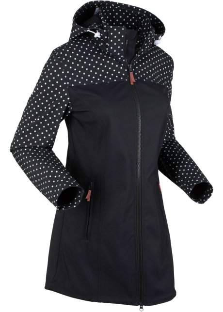 satelliet zak Kinderrijmpjes Lange softshell jas met een afneembare capuchon en ritszakken, recht model  - zwart