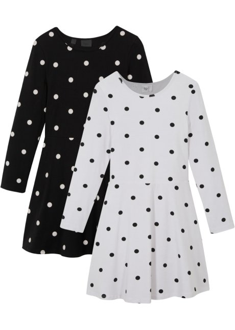 jurken met stippen - zwart/wit gestippeld