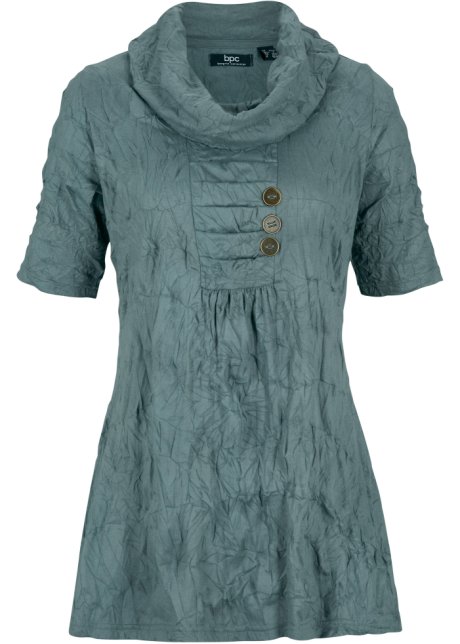 jury Antarctica volwassene Mooie shirt tuniek in crinkle look met een watervalhals en sierknopen -  eucalyptusgroen