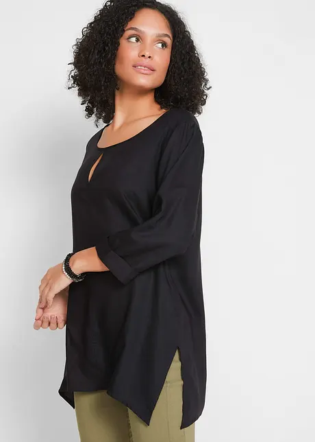 Oversized blouse met puntige onderrand, bonprix