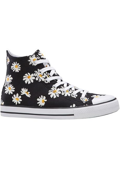 Speelse, hoge sneakers met mooie details - zwart gebloemd