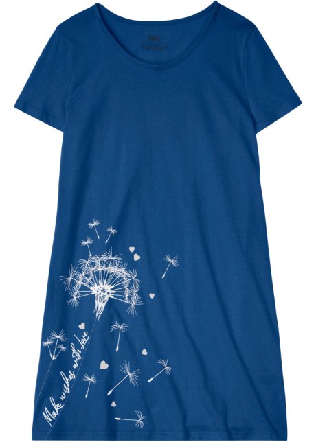 Ga naar het circuit Componeren Verbazingwekkend Eenvoudig mooi nachthemd met korte mouwen - poolblauw met print