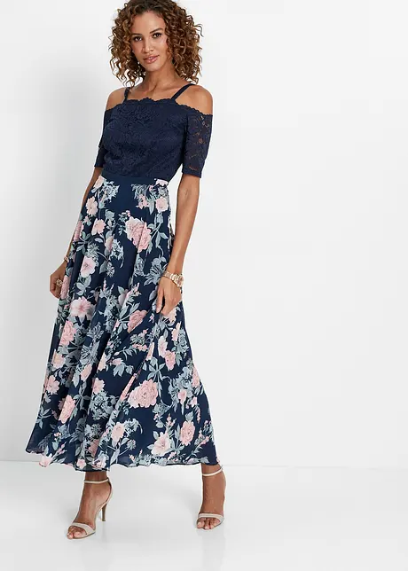 Chiffon jurk met kant en bloemenprint, bpc selection