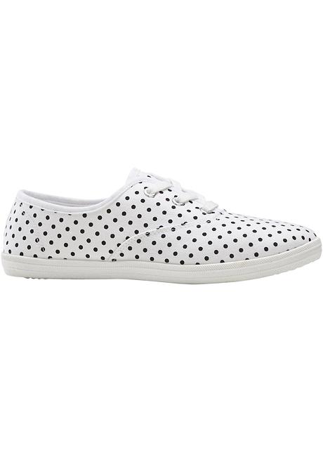 Moderne sneakers met fraaie details - wit/zwart gestippeld