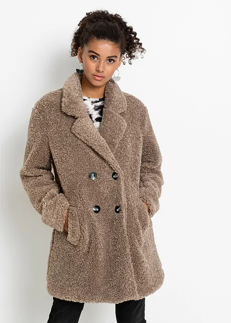 Korte oversized coat in wollen look, bonprix