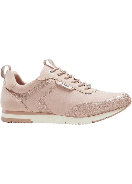 Trendy sneakers van Tamaris met glitters - rosé