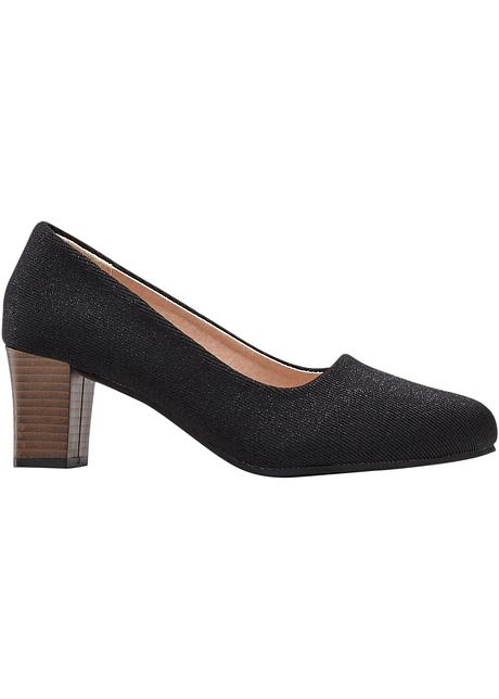 Comfortabele pumps met een elastisch bovenwerk met glitters - zwart
