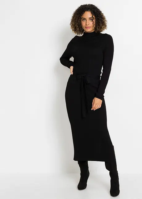 Gebreide jurk met strikceintuur, BODYFLIRT