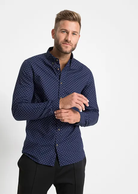 Overhemd van puur katoen met lange mouwen, slim fit, bonprix