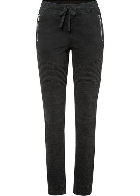 Luchtige broek met een geribde structuur op de bovenbenen - zwart used,  K-maat