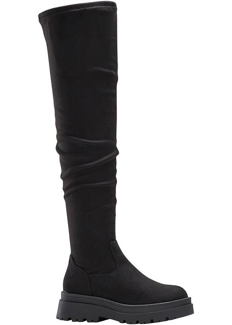 Trendy overknee laarzen met een opvallende zool - zwart