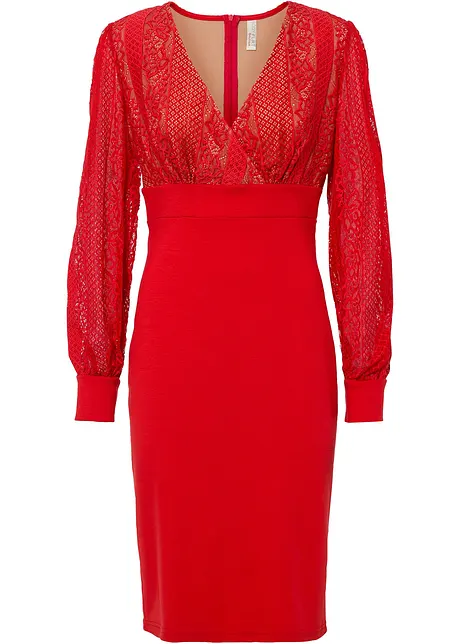 Accentuerende midi jurk met kant, bonprix