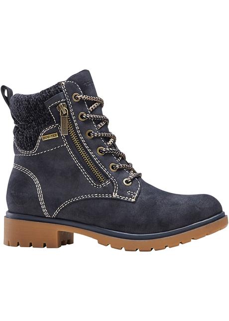 Winterse veterboots van Tamaris met warm fleece binnenin - donkerblauw
