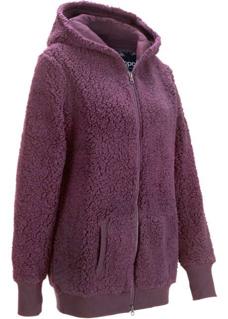 Arrangement condensor Ambitieus Comfortabel vest van teddy fleece met een capuchon - vlierbes