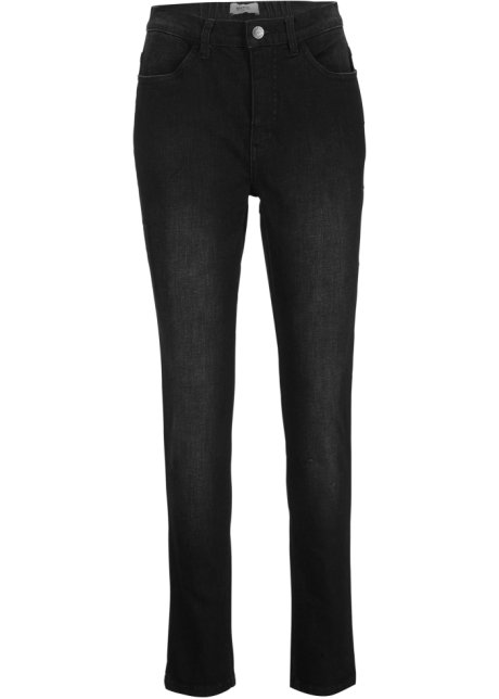 moederlijk Brochure Autonomie Comfortabele stretch jeans met elastische inzetten en rechthoekige patches  opzij - black denim used