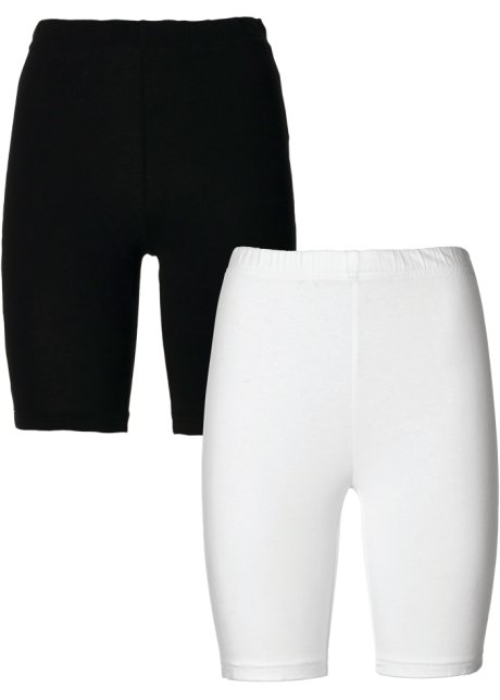 eend Treble munt Sportieve basic: stretch-fietsbroekje met elastiek in de taille - wit+zwart