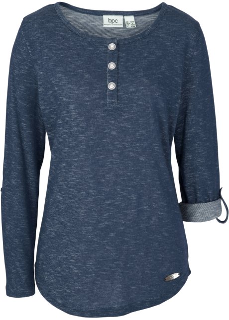 S\u2019questo Longesleeve blauw-lichtgrijs volledige print casual uitstraling Mode Shirts Longsleeves S’questo 