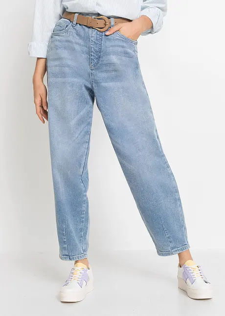 Wide leg jeans met high waist en met biologisch katoen, bonprix