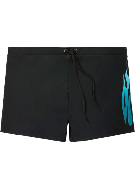 Peer handig Spreek uit Sportieve zwembroek voor heren met strikkoordjes van duurzaam materiaal -  zwart/blauw gedessineerd