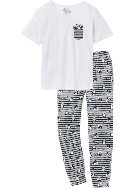 verkopen Staat Oprichter Trendy pyjama met een pandaprint - wit/zwart gedessineerd