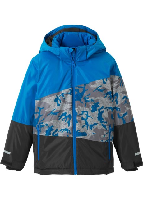Reizen erosie Drink water Warme, functionele ski-jas van waterdicht materiaal met capuchon -  blauw/zwart camouflage