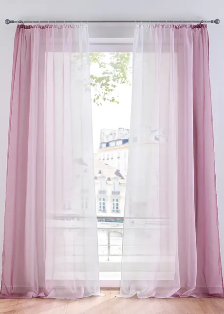 Gordijnen met gerecycled polyester en kleurverloop (set van 2), bonprix