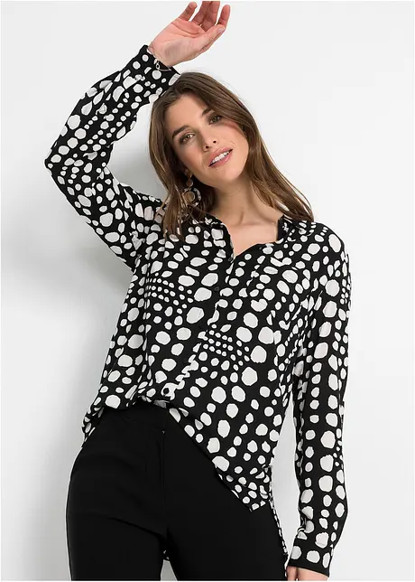 Gedessineerde, lange blouse van viscose, bonprix