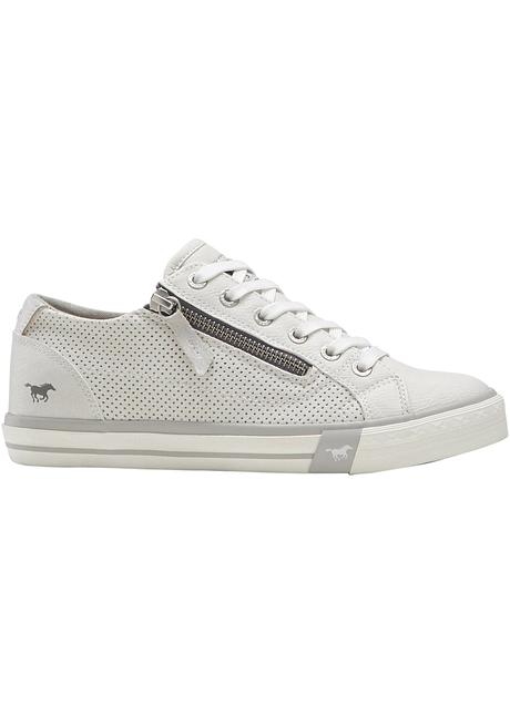 Sneakers van Mustang met trendy siernaden en contrastkleurige veters - wit