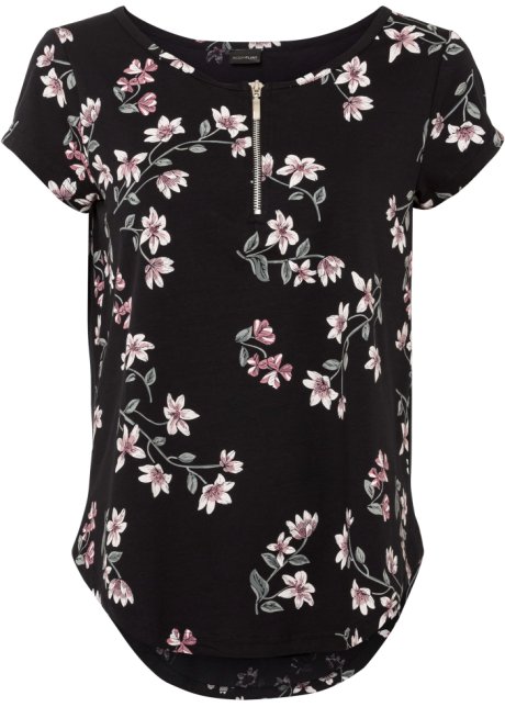Hertog klassiek maag Aantrekkelijk shirt met een bloemenprint - zwart/roze gebloemd