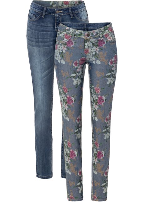 Sjah Tact Onderhoudbaar Reversibel jeans met bloemenprint - blauw denim