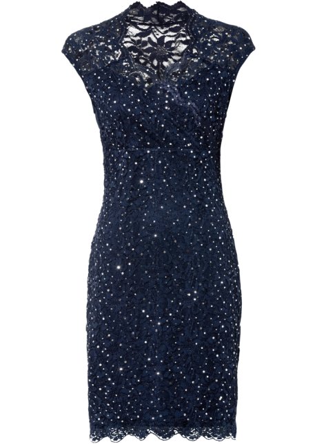 Elegante jurk met fonkelende - donkerblauw