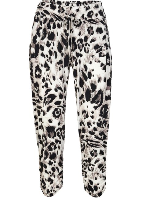 aflevering Kast Zakenman Moderne jersey broek met luipaardprint - zwart/wit luipaardprint