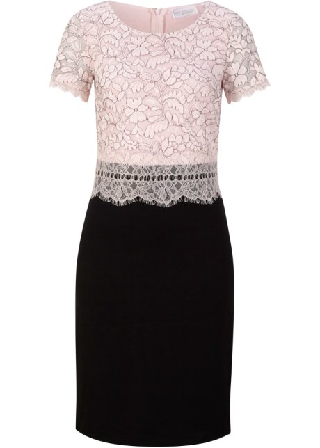 Geklede jurk met kant van bpc selection premium - zwart/zacht roze