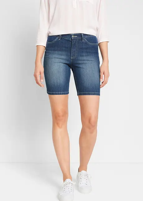 Straight jeans bermuda met mid waist, bonprix