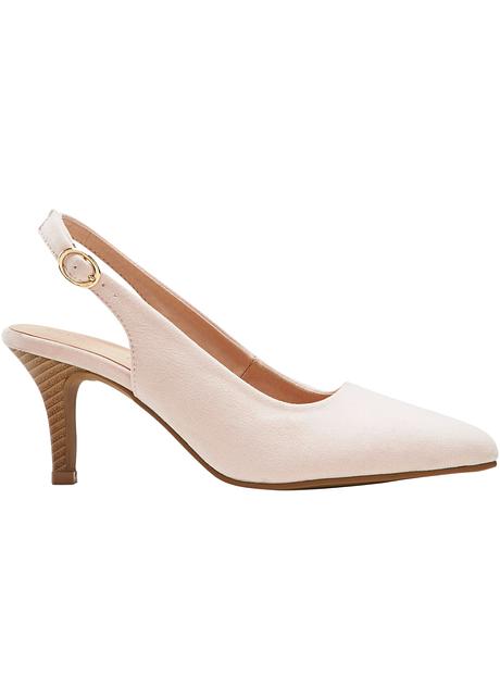 Klassieke slingback pumps met een hak in houtlook - lichtroze