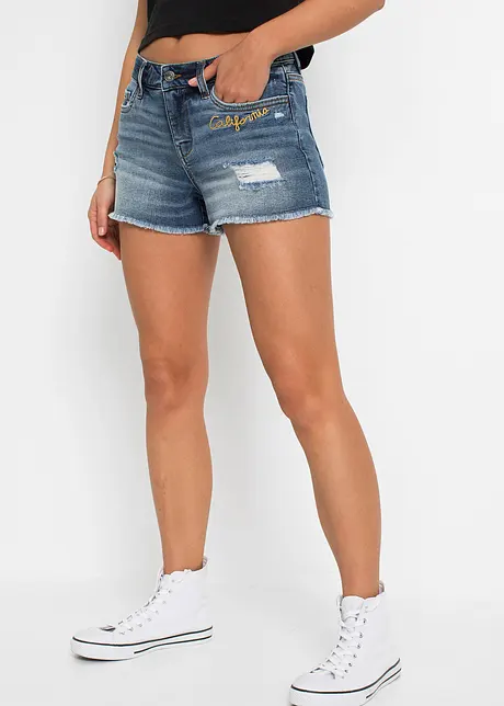 Jeans short met borduursel, bonprix