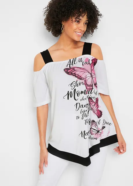 Cold shoulder shirt met print, bonprix