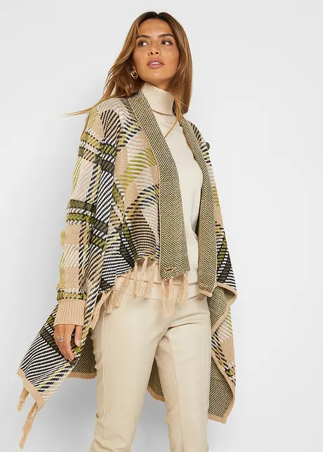 Lang vest met franjes, bonprix