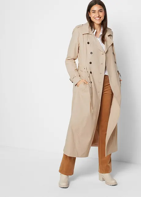 Lange trenchcoat met tailleriem, bonprix