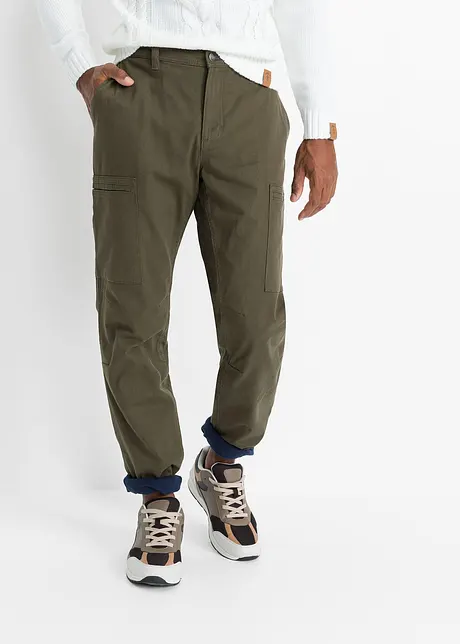 Regular fit stretch thermobroek met cargozakken, straight, bpc bonprix collection