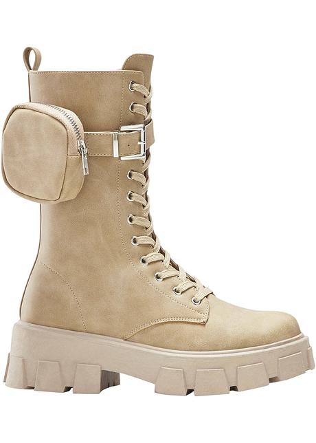 Trendy combat boots met een tasje - taupe