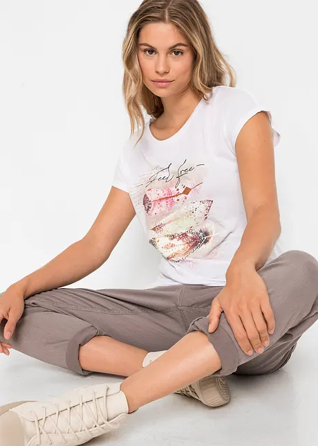 T-shirt met verenprint, bonprix