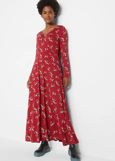 Gedessineerde maxi jurk van viscose, lange mouw, bpc bonprix collection