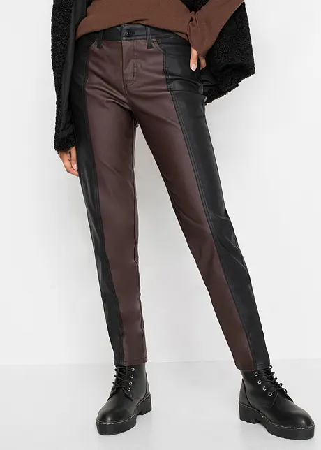 Imitatieleren broek met colourblockings, RAINBOW