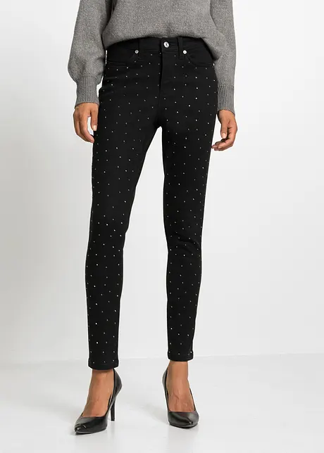 Stretch jeans met stras applicatie, BODYFLIRT