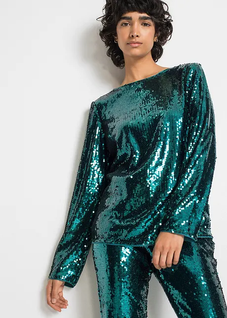 Blouse van pailletten, bonprix