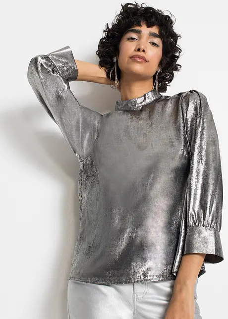 Blouse in metallic look, RAINBOW
