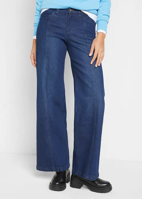 Wide leg stretch jeans, mid waist, John Baner JEANSWEAR