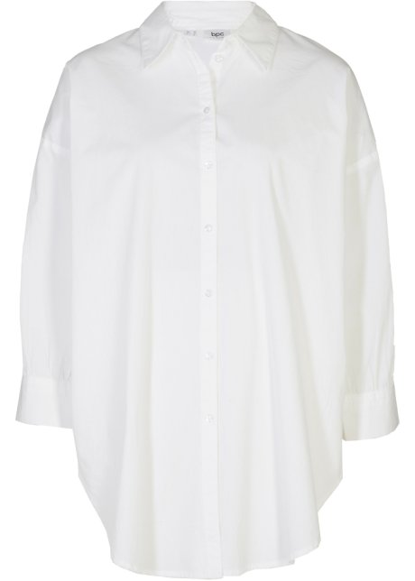 Wiskunde Afstoting plak Trendy oversized blouse met 3/4 mouwen en een knoopsluiting - wit